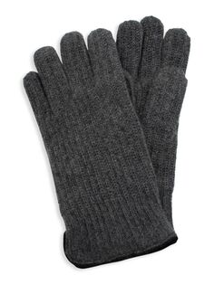 Кашемировые перчатки с замшевой окантовкой Portolano, серый