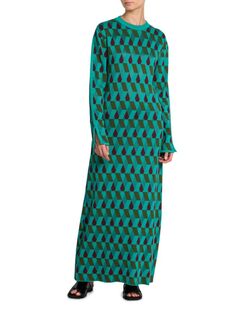Платье макси с длинными рукавами Edition 31 La Doublej, цвет Green Multicolor