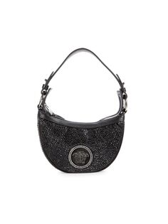 Миниатюрная сумка на плечо с заклепками и декором Medusa Crescent Versace, черный