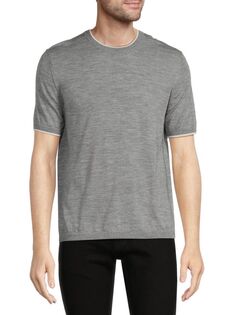 Классическая футболка с воротником из мериносовой шерсти Bruno Magli, серый