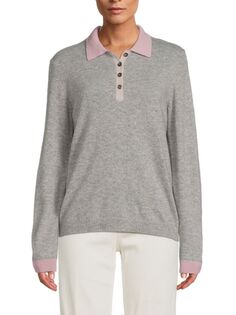 Кашемировый свитер-поло с принтом Amicale, серый
