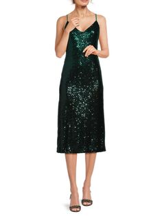 Платье миди с пайетками Evangline Rachel Rachel Roy, цвет Green Ombre