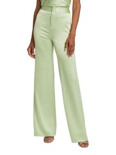 Расклешенные атласные брюки Deanna Alice + Olivia, цвет Green Tea