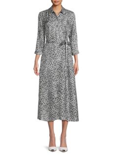 Платье-рубашка из смесового шелка с леопардовым принтом Paloma J.Mclaughlin, цвет Grey Charcoal