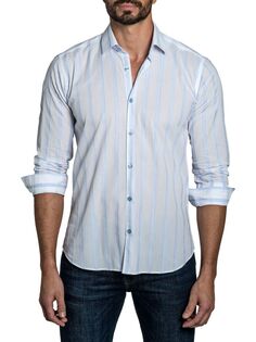 Полосатая спортивная рубашка Jared Lang, цвет Grey Blue