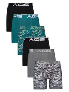 Набор из 6 трусов-боксеров с камуфляжным принтом в ассортименте Aqs, цвет Grey Multi