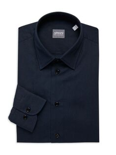 Однотонная классическая рубашка узкого кроя Armani Collezioni, серый
