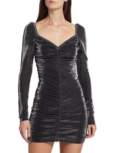 Мини-платье со сборками и эффектом металлик Rotate Birger Christensen, черный
