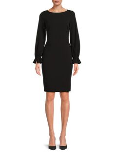 Мини-платье-футляр с оборками Calvin Klein, черный