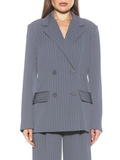 Двубортный пиджак в тонкую полоску Alexia Admor, цвет Grey Stripe