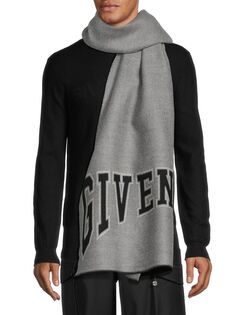 Шарф из натуральной шерсти с логотипом College Givenchy, цвет Grey White