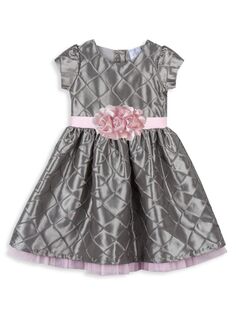 Платье с цветочным узором и ромбовидной булавкой для маленькой девочки Joe-Ella, серый