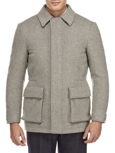 Полевое пальто приталенного кроя из смесовой шерсти English Laundry, серый