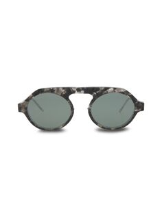 Круглые солнцезащитные очки-авиаторы 52MM Thom Browne, цвет Grey Tortoise