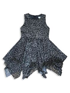 Платье-трапеция с леопардовым принтом для маленьких девочек и девочек Joe-Ella, серый