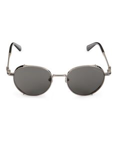 Овальные солнцезащитные очки 50MM Moncler, цвет Gunmetal Silver