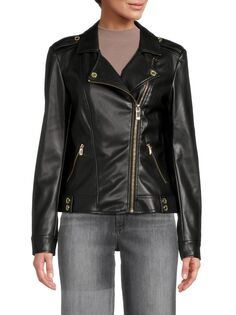 Мотоциклетная куртка из искусственной кожи Karl Lagerfeld Paris, черный