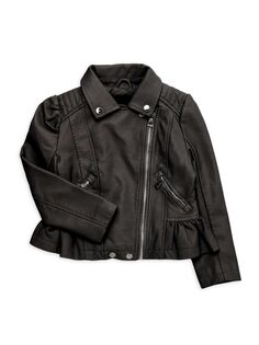Мотоциклетная куртка из искусственной кожи для маленьких девочек Urban Republic, черный