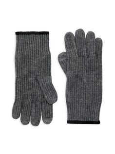Ребристые перчатки из шерсти и кашемира Saks Fifth Avenue, серый