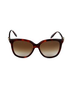 Квадратные солнцезащитные очки 57MM Alexander Mcqueen, цвет Havana