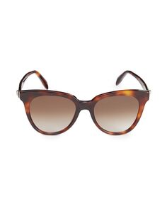 Овальные солнцезащитные очки 53MM Alexander Mcqueen, цвет Havana
