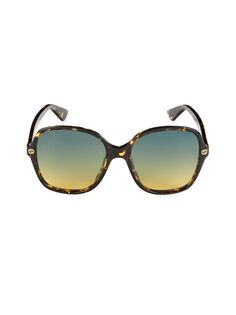 Квадратные затемненные солнцезащитные очки 60MM Gucci, цвет Havana