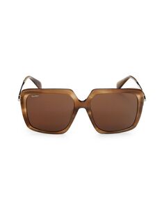 Квадратные солнцезащитные очки 57MM Max Mara, цвет Havana