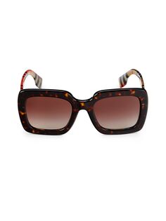 Квадратные солнцезащитные очки 52 мм Burberry, цвет Havana