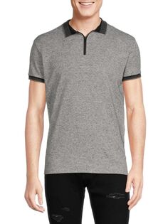 Текстурированная рубашка-поло на молнии Spring + Mercer, серый
