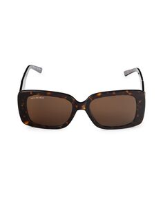 Прямоугольные солнцезащитные очки 52MM Balenciaga, цвет Havana