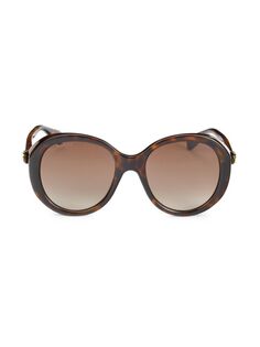 Овальные солнцезащитные очки 55MM Gucci, цвет Havana