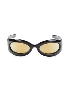 Овальные солнцезащитные очки с запахом 60MM Gucci, черный