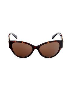 Солнцезащитные очки «кошачий глаз» 56MM Versace, цвет Havana