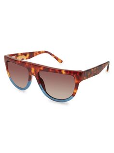 Солнцезащитные очки в квадратной оправе 56MM L.A.M.B., цвет Havana