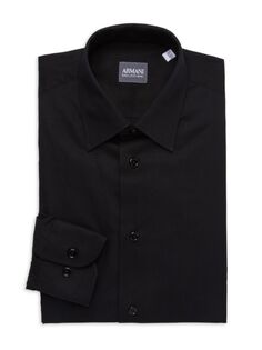 Однотонная классическая рубашка узкого кроя Armani Collezioni, черный