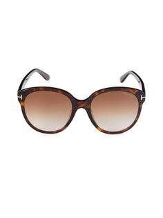 Солнцезащитные очки-бабочки 58MM Tom Ford, цвет Havana