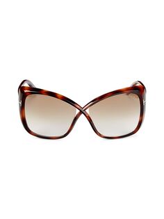 Солнцезащитные очки-бабочки 63MM Tom Ford, цвет Havana