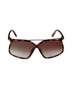 Солнцезащитные очки-бабочки 64MM Tom Ford, цвет Havana