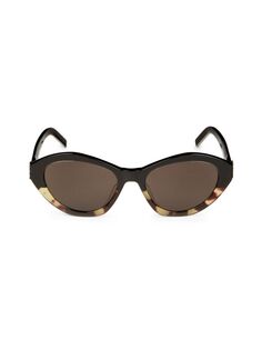 Солнцезащитные очки «кошачий глаз» 54 мм Saint Laurent, цвет Havana Black