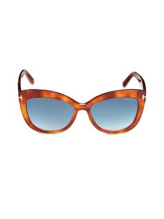 Солнцезащитные очки «кошачий глаз» 56MM Tom Ford, цвет Havana Blue