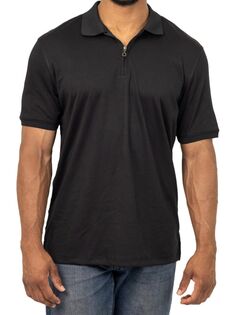 Однотонная футболка-поло с молнией на четверть Vellapais, черный