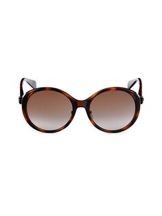 Круглые солнцезащитные очки 56MM Gucci, цвет Havana Brown