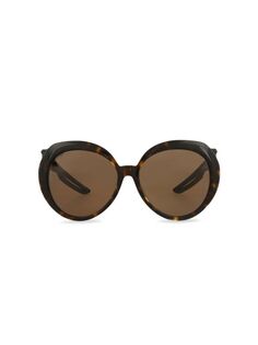 Лучшие круглые солнцезащитные очки 56 мм Balenciaga, цвет Havana Black
