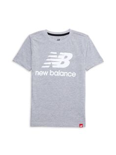 Футболка с круглым вырезом и логотипом для мальчиков New Balance, серый