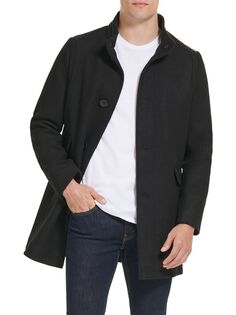 Пальто из смесовой шерсти с капюшоном Kenneth Cole, черный