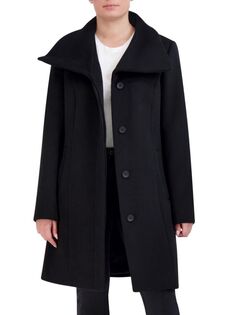 Пальто из смесовой шерсти с воротником-трансформером Cole Haan, черный