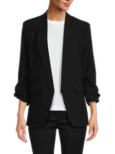 Однотонный пиджак со сборками и рукавами Renee C., черный