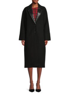 Пальто из искусственного меха смешанной техники Calvin Klein, черный