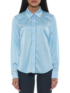 Атласная рубашка на пуговицах Rachel Alexia Admor, синий