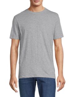 Хлопковая футболка Slub с круглым вырезом Saks Fifth Avenue, цвет Heather Grey